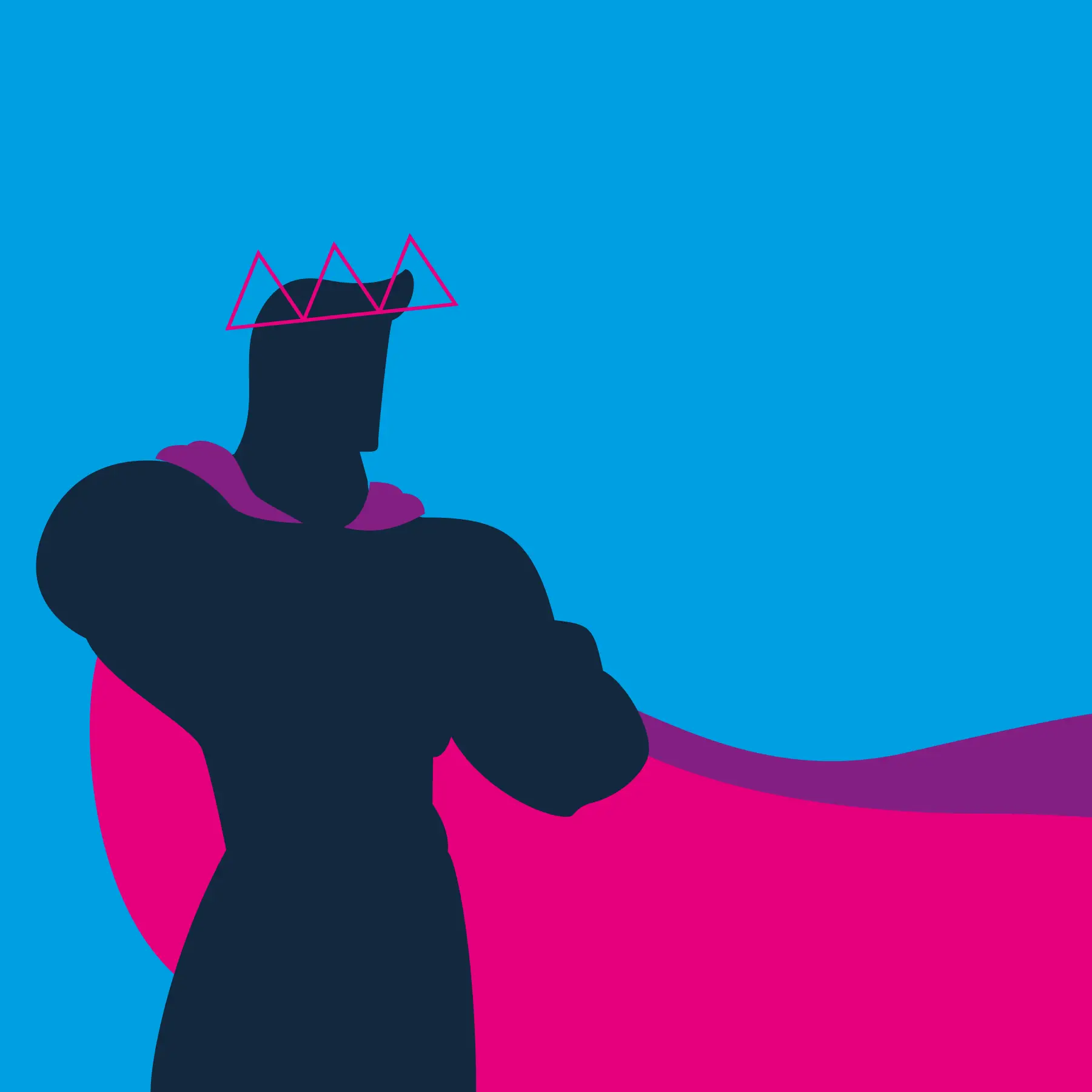 Illustration von Held mit flatterndem Cape.
