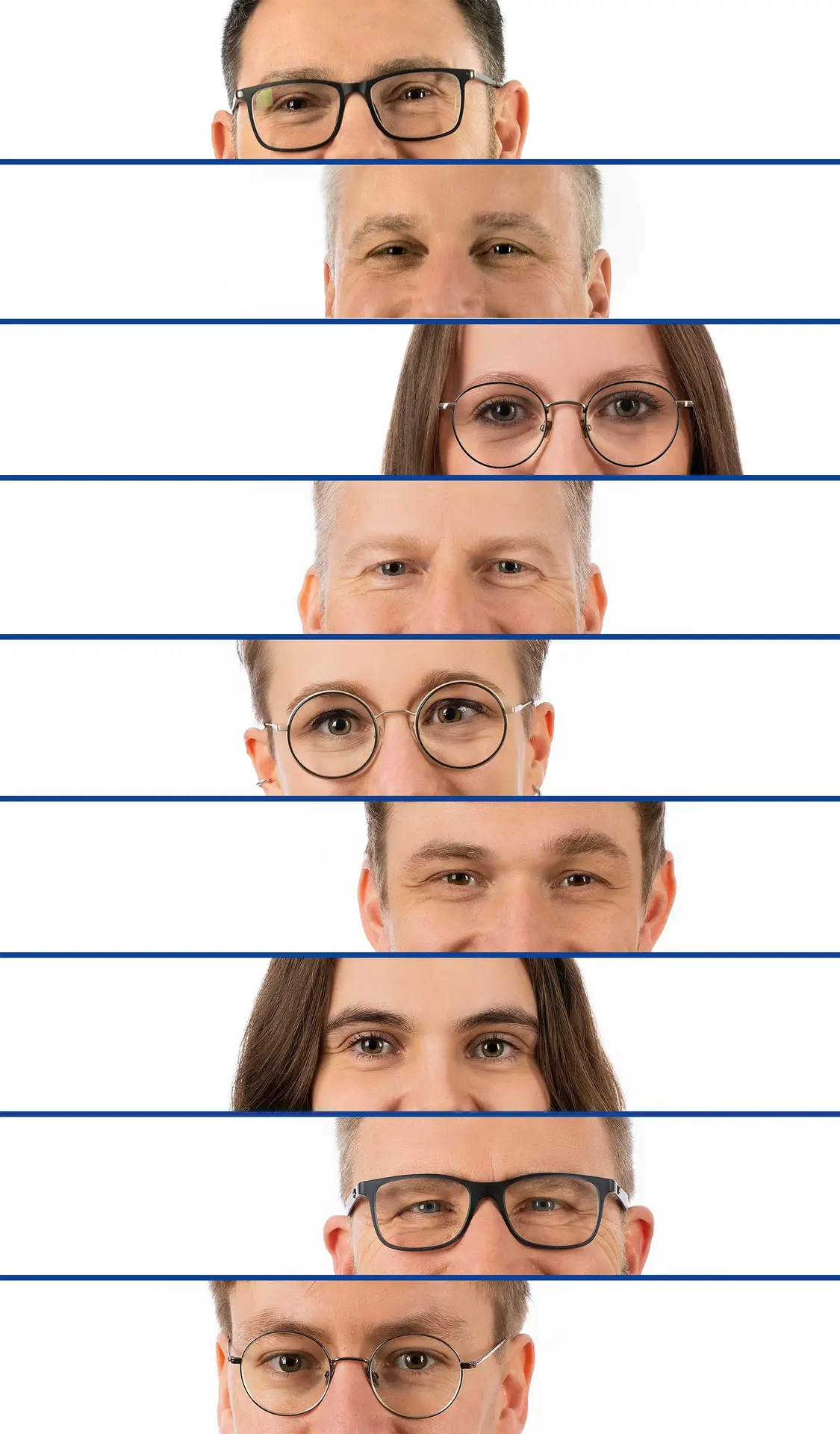 Veranschaulichung des Key Visuals für c.con. Zu sehen ist das von den novahelden entwickelte Key Visual für die EB-Marke, bestehend aus Ausschitten der Gesichter der verschiedenen Mitarbeiter bei c.con untereinander.