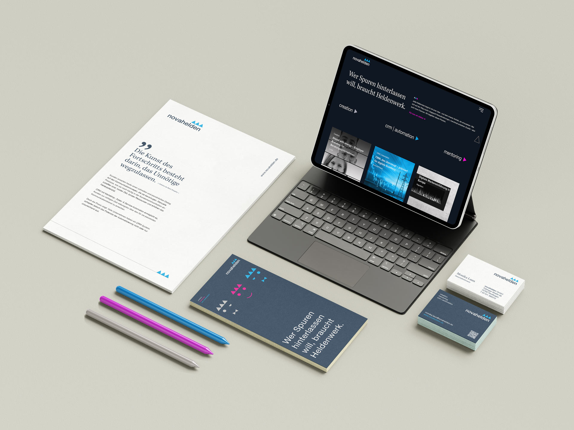 Mockup der novahelden Website