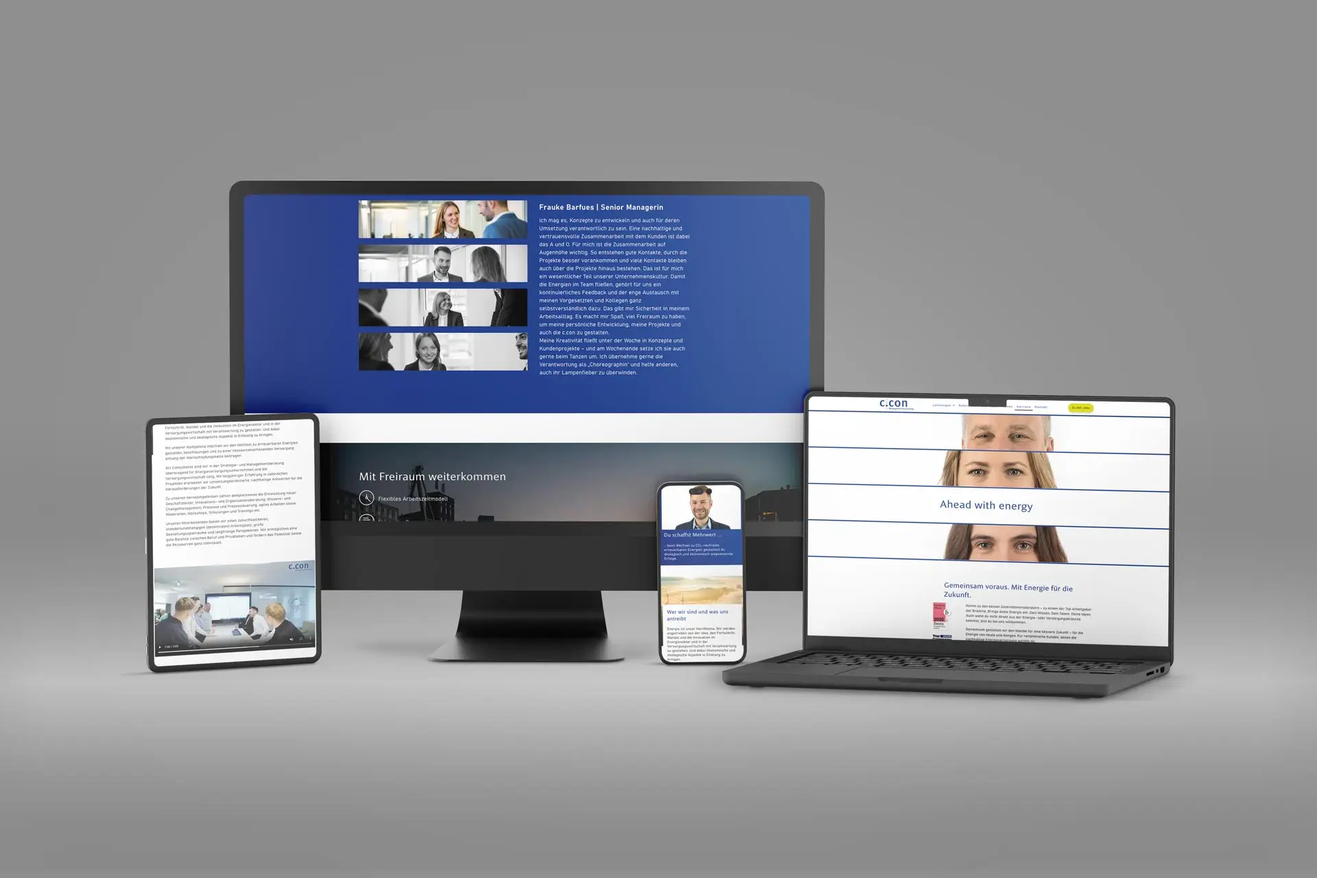 Mockup der Karriere-Seite für c.con Management consulting
